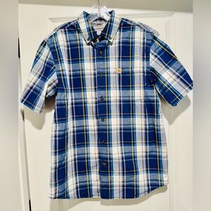 Carhartt Men's Blue, White‎ and Yellow Plaid Shirt